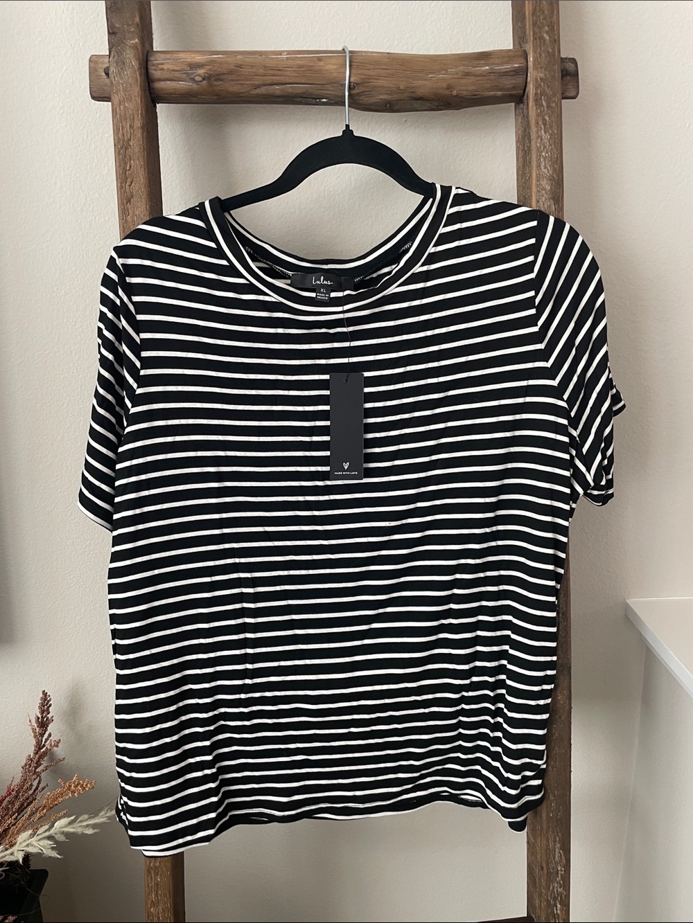lulus Black & White Striped Short Sleeve Tee